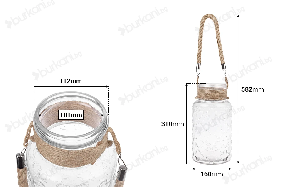 Декоративен буркан  4000 ml с дръжка без капачка  110x310 mm-изображение_размери
