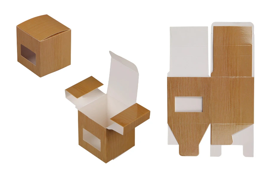 Картонена кутийка 56x56x60 mm с прозорец Картонена кутийка 56x56x60 mm с прозорец-изображение_продукт