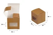 Картонена кутийка 56x56x60 mm с прозорец Картонена кутийка 56x56x60 mm с прозорец-изображение_размери
