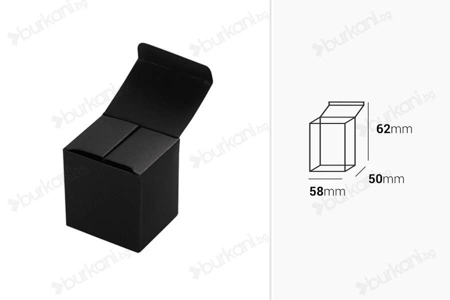Хартиена  черна кутия с размери 50x58x62 - 50 бр-изображение_размери