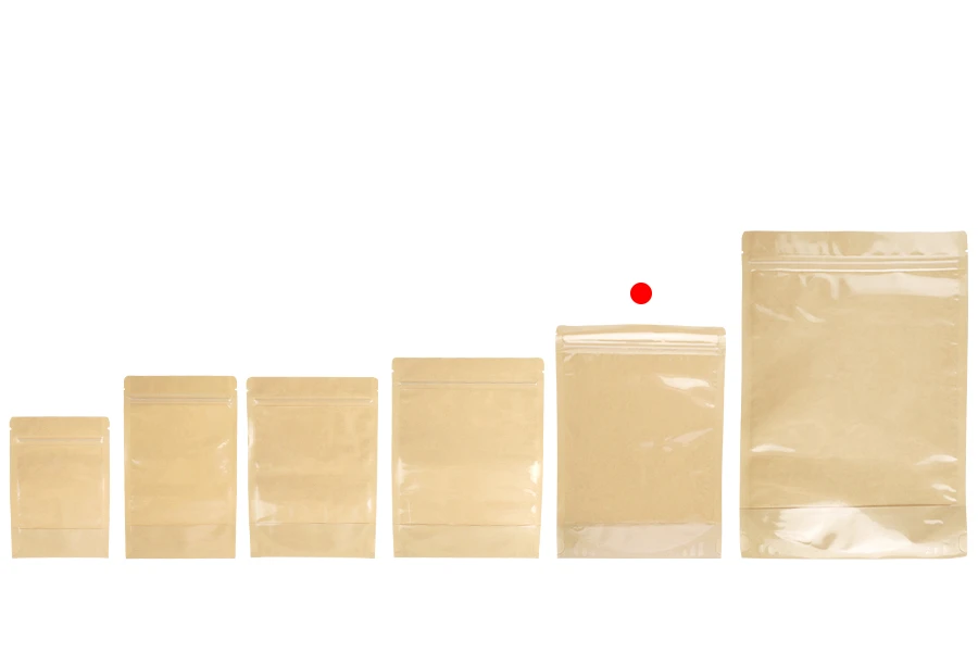 Торбички Doy Pack 180x40x260 мм крафт гръб (14c), прозрачна предна част (8c) със закопчаване "цип" и възможност за запечатване с термозапечатване - 100 бр. Торбички Doy Pack 180x40x260 мм крафт гръб (14c), прозрачна предна част (8c) със закопчаване "цип" и възможност за запечатване с термозапечатване - 100 бр.