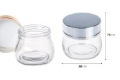Стъклено луксозно бурканче за крем 100 мл със златиста или сребриста капачка-изображение_размери