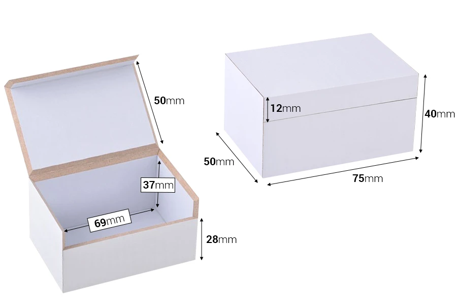 Дървена бяла кутов с размери  75x50x40-изображение_размери