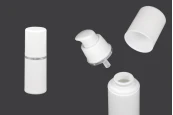 Пластмасова Airless бутилка за крем 15 ml ( бяла със стребриста лента) Пластмасова Airless бутилка за крем 15 ml ( бяла със стребриста лента)