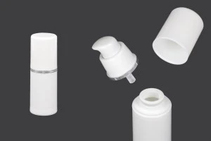 Пластмасова Airless бутилка за крем 15 ml ( бяла със стребриста лента)-1