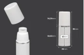Пластмасова Airless бутилка за крем 15 ml ( бяла със стребриста лента) Пластмасова Airless бутилка за крем 15 ml ( бяла със стребриста лента)