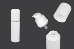 Пластмасова Airless Опаковка за крем 30 мл ( бяла със сребриста лента)-1