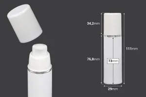 Пластмасова Airless Опаковка за крем 30 мл ( бяла със сребриста лента)-2