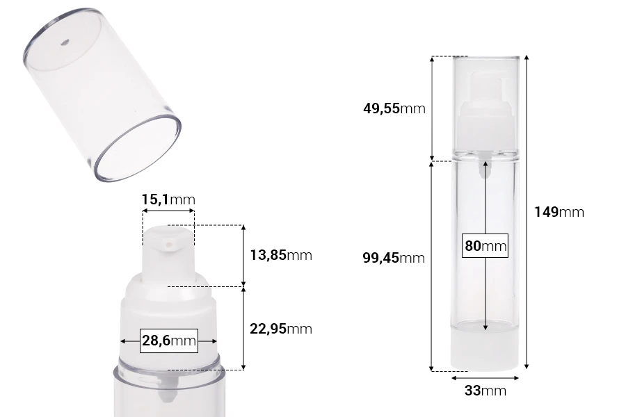 Прозрачна пластмасова бутилка Airless за крем  50 ml