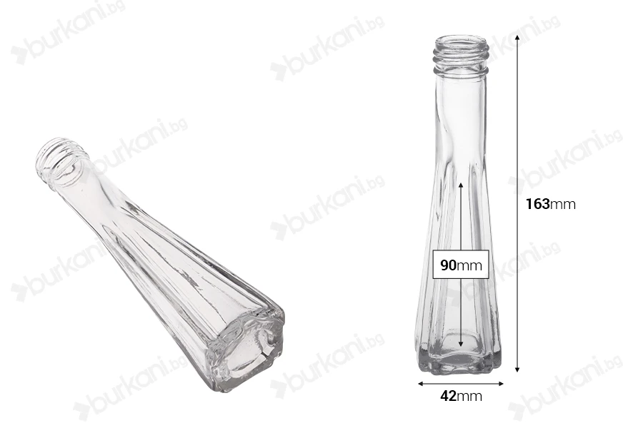 Стъклена бутилка за зехтин или оцет с размери 42x163 - 50 ml-изображение_размери
