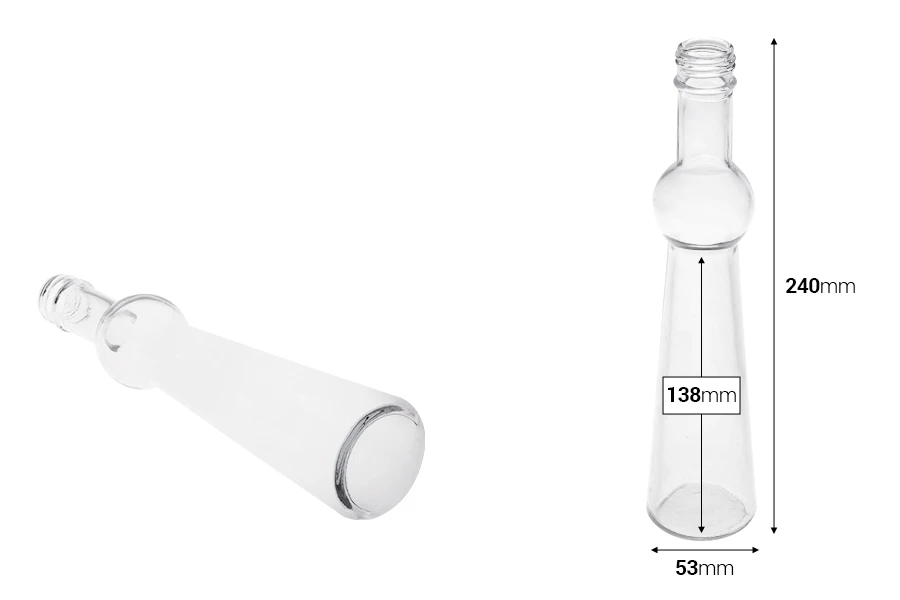 Стъклена бутилка с размери 53x240 - 180 ml Стъклена бутилка с размери 53x240 - 180 ml