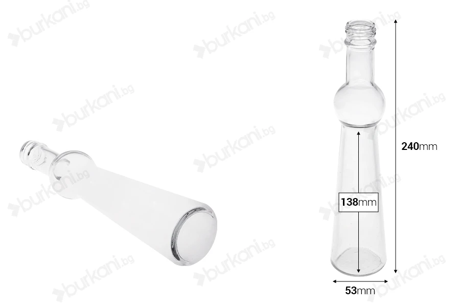 Стъклена бутилка с размери 53x240 - 180 ml-изображение_размери