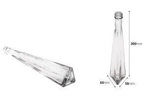 Стъклена декоративна бутилка с размери  58x60x300 - 180 ml-2