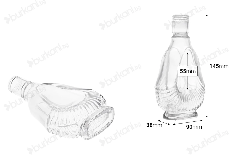Стъклена бутилка с размери 90x38x145 - 130 ml-изображение_размери
