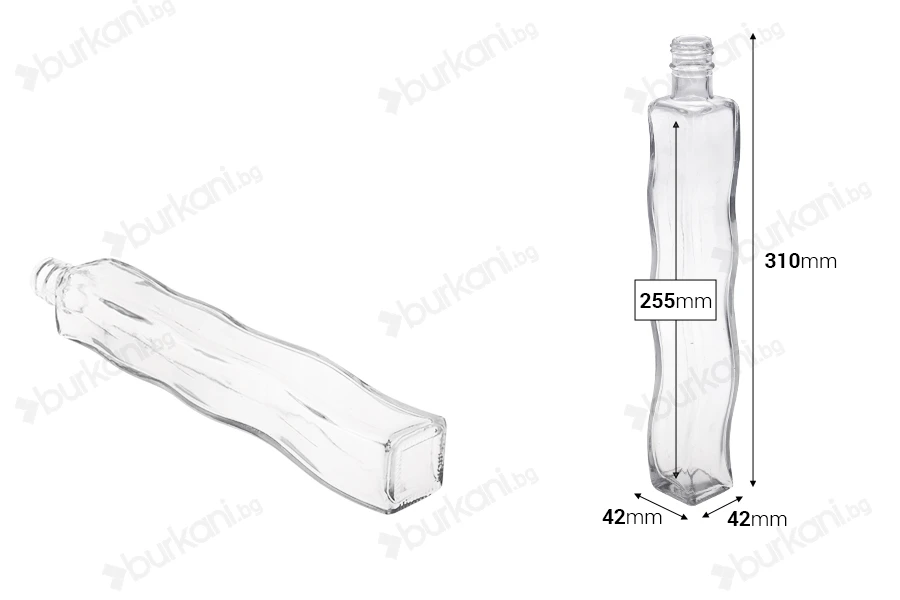 Стъклена бутилка за зехтин или оцет с размери  310x42 - 280 ml-изображение_размери