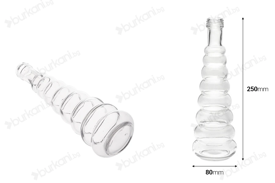 Стъклена бутилка с размери 80x250 - 380 ml (PP 31.5)-изображение_размери