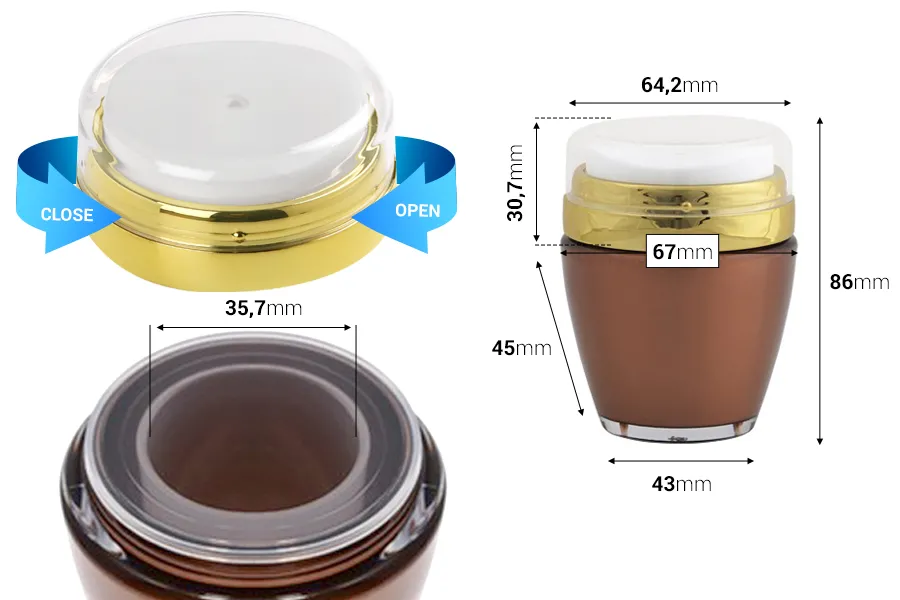 Пластмасов луксозен буркан Airless в различни цветове 30 ml-изображение_размери