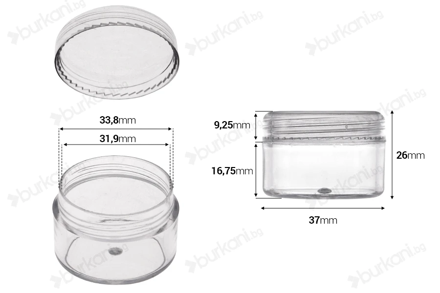 Пластмасова кутийка за крем 15 мл акрил-изображение_размери