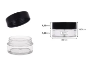 Пластмасово бурканче 5 мл с черна капачка (31х18.5) - в опаковка от 12 броя Пластмасово бурканче 5 мл с черна капачка (31х18.5) - в опаковка от 12 броя-изображение_размери