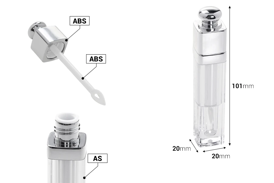 Прозрачно сива опаковка за балсам за устни или червило-изображение_размери