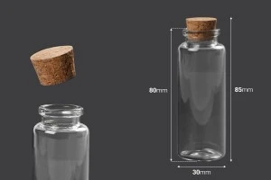 Стъклена бутилка 40 ml с коркова тапа - 12 бр./пакет-2
