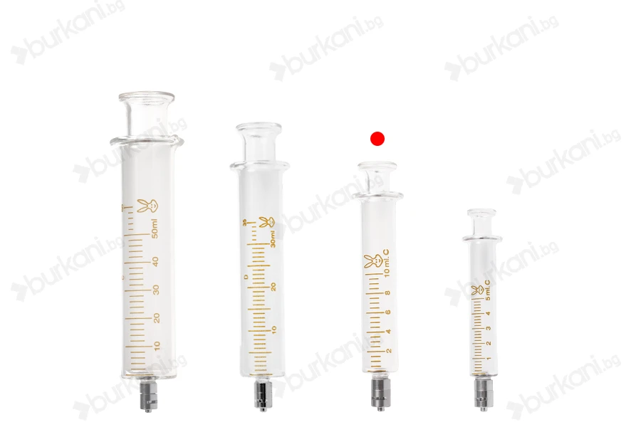 10 ml стъклена спринцовка с метален нос и метална игла-изображение_група