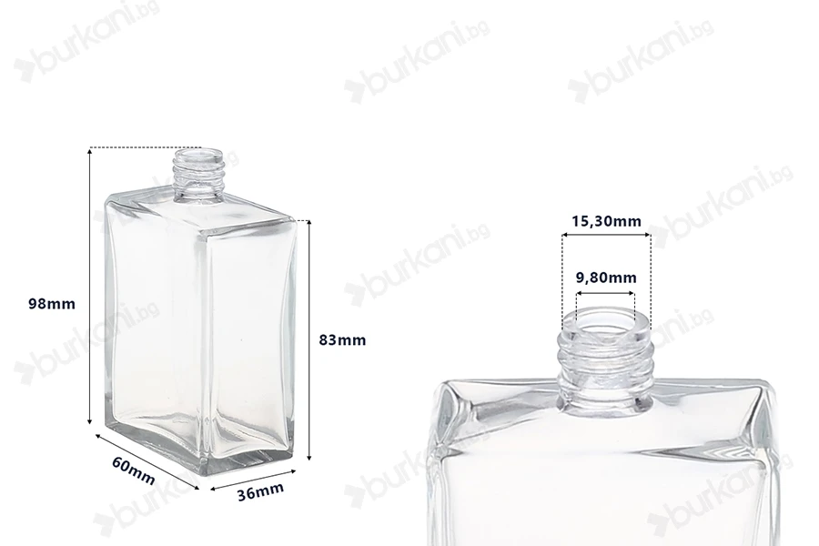 Квадратна бутилка за парфюм 100 ml 30/100 (18/415)-изображение_размери
