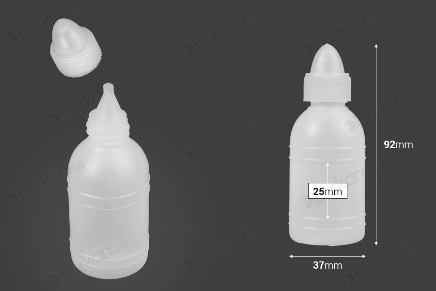 Пластмасова бутилка 50 ml-изображение_размери