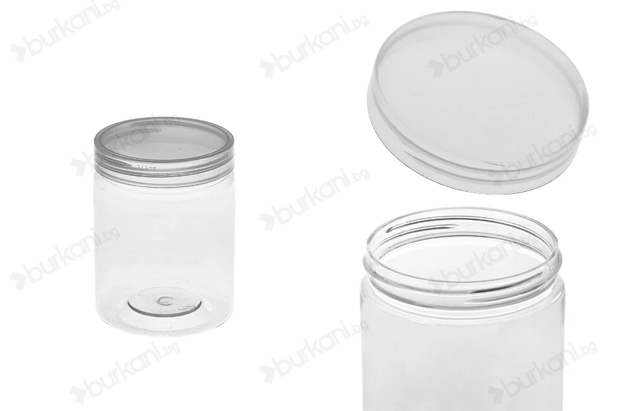 Пластмасов буркан 200 ml   (PET) 65x85 mm с прозрачна капачка - 12 бр. в опаковка-изображение_продукт