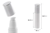 Пластмасова бяла бутилка Airless 50 ml със сребриста капачка Пластмасова бяла бутилка Airless 50 ml със сребриста капачка