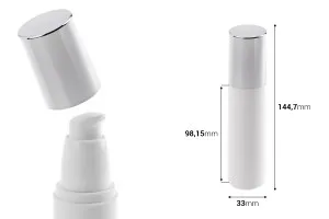 Пластмасова бяла бутилка Airless 50 ml със сребриста капачка-2