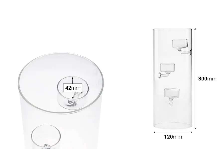 Декоративен съд за чаени свещички  с размер 30x12 cm (духано стъкло)-изображение_размери