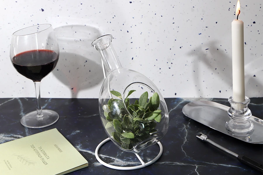 Стъклена декоративна висулка за свещи във формата на гарафа-изображение_група