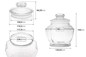 Стъклен съд 1800 мл със стъклен капачка 180x194 mm-2