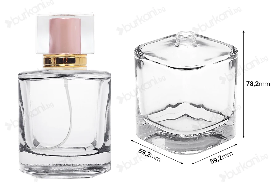 Луксозна стъклена бутилка за парфюм 100 ml  с гърловина 15/400 (PP 15)-изображение_размери