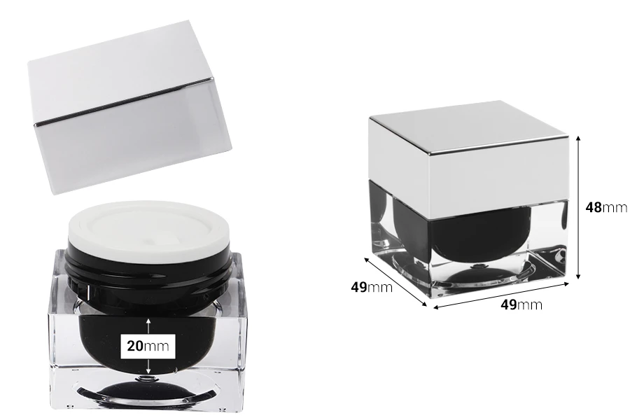 Пластмасово луксозно бурканче 15 мл за крем, с капачка с пластмасов уплътнител-изображение_размери