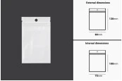 Пластмасови торбички с цип  с размери 80x130 mm, с бял гръб и прозрачна предна част - 100 бр.-изображение_размери