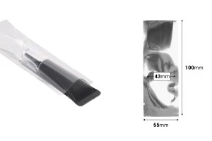 Алуминиеви торбички с размер  55x150 мм с опция за термозапечатване - 100 бр.-изображение_размери