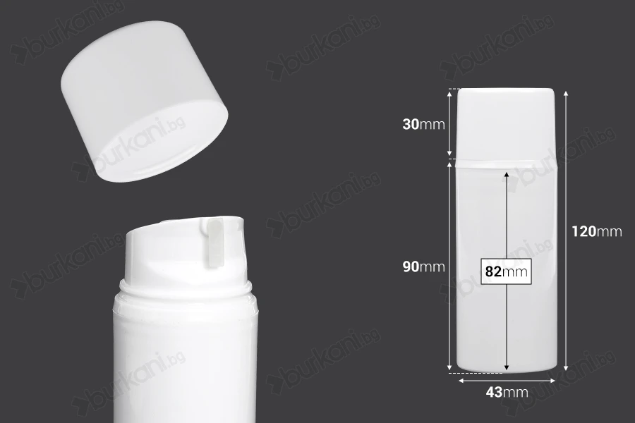 Пластмасова опаковка  Airless 80 ml за крем в опаковка от 12 броя-изображение_размери