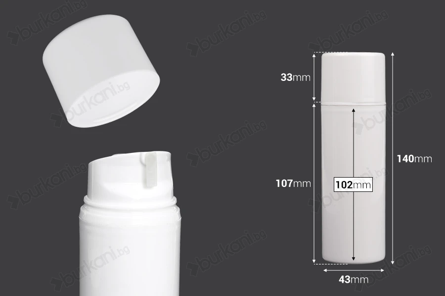 Пластмасова опаковка  Airless 100 ml за крем-изображение_размери