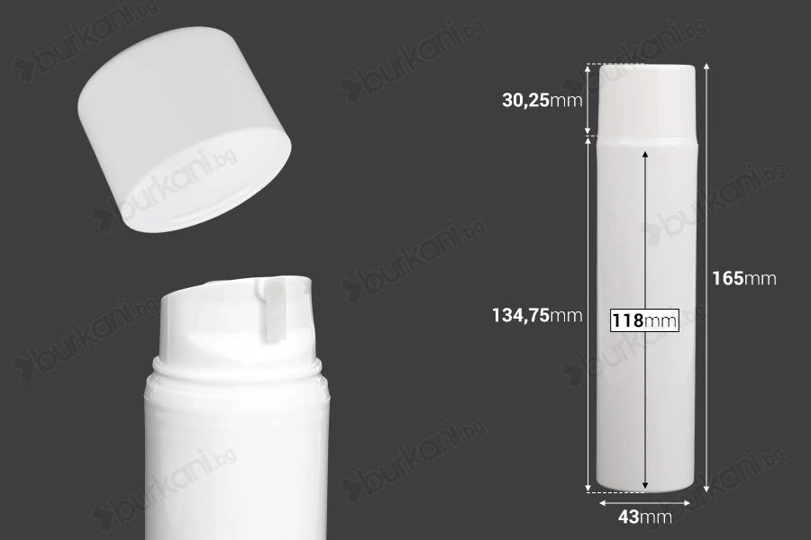Пластмасова опаковка Airless 120 ml за крем, лосион или серуми-изображение_размери