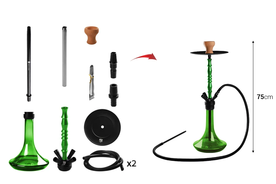Наргиле 75 см със стъклена цветна основа-изображение_размери