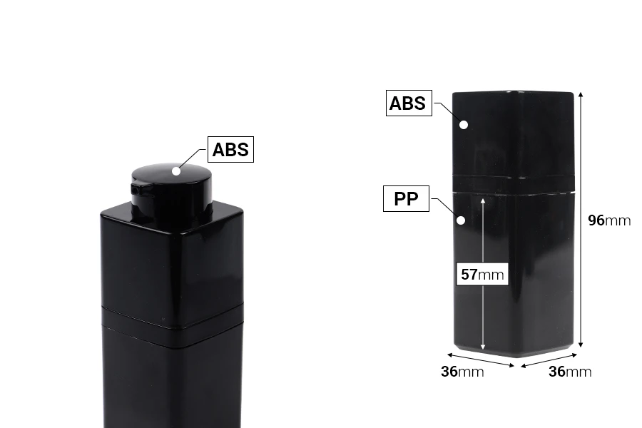 Пластмасова акрилна черна опаковка тип Airless 15 мл