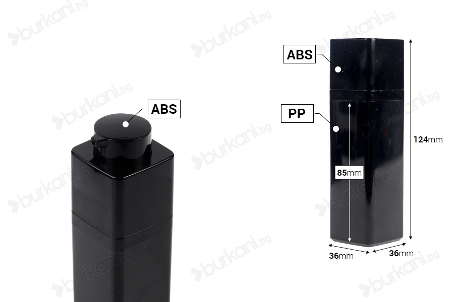 Пластмасова акрилна черна опаковка тип Airless 30 ml-изображение_размери