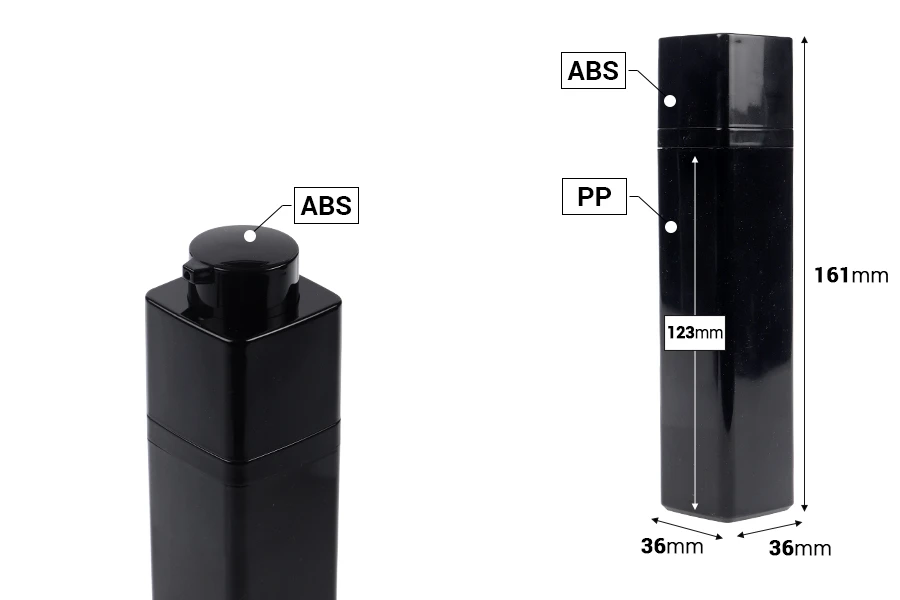 Пластмасова акрилна черна опаковка тип Airless 50 ml