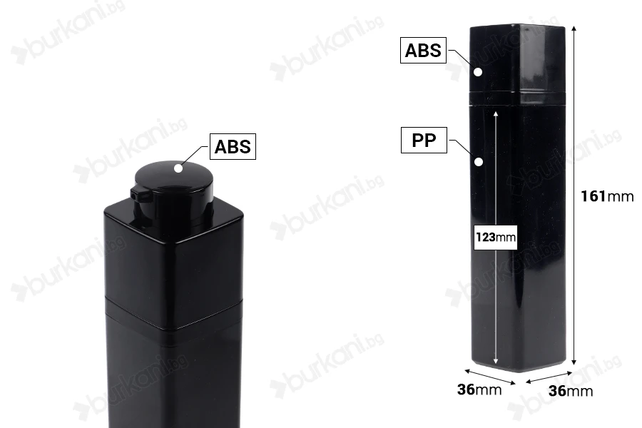 Пластмасова акрилна черна опаковка тип Airless 50 ml-изображение_размери