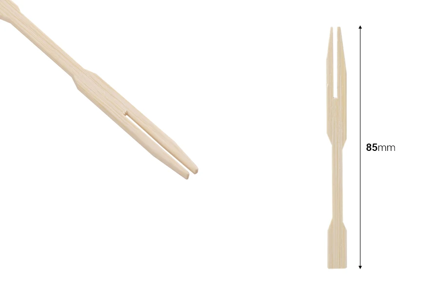 Малки бамбукови вилички  85 мм - пакет 100 бр-изображение_размери