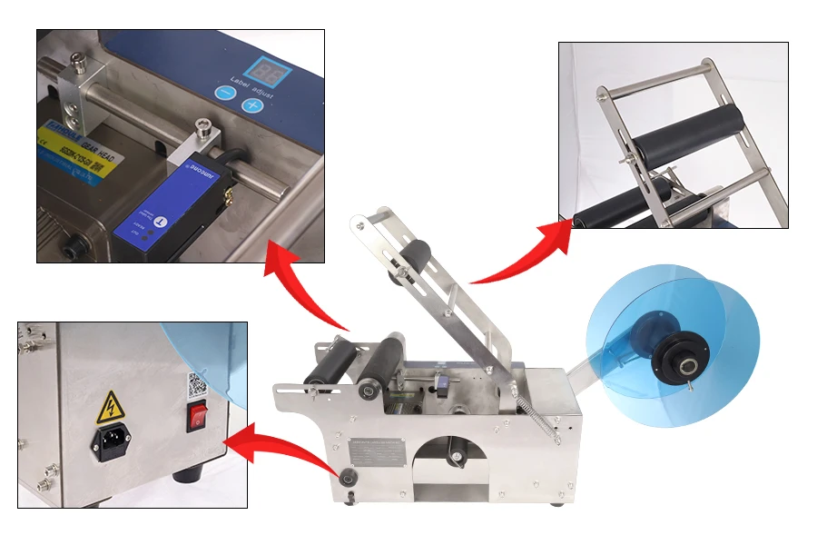 Етикетираща машина - полуавтоматична машина за етикетиране на цилиндрични контейнери-изображение_размери