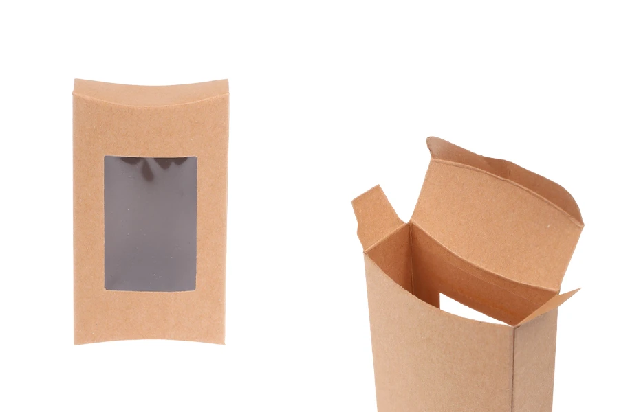 Кутия от крафт хартия за сапуни 95х55х20 мм с прозорец и извити ръбове - 50 бр. Кутия от крафт хартия за сапуни 95х55х20 мм с прозорец и извити ръбове - 50 бр.-изображение_продукт