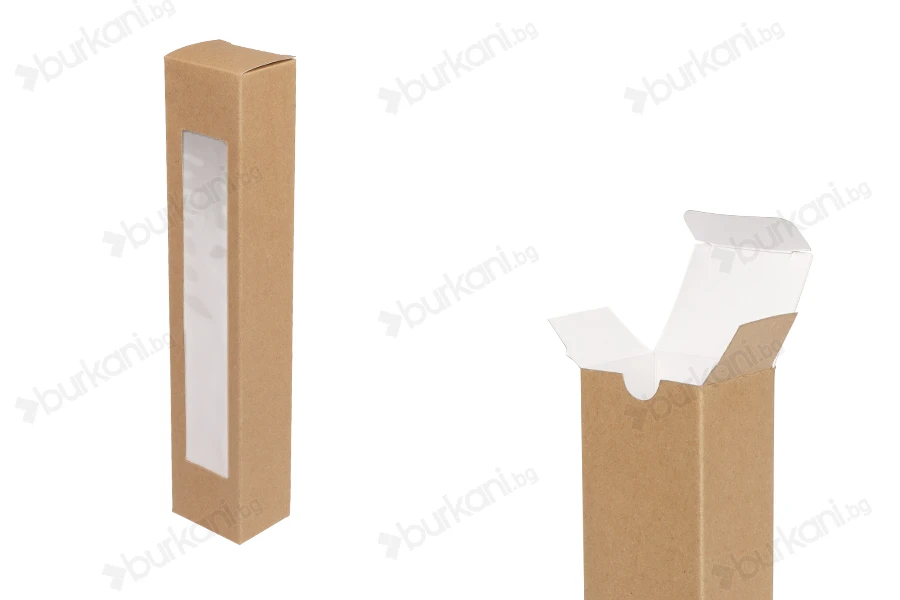 Кутия от крафт хартия (350gsm) 50x40x250 мм с прозорец - 20 бр.-изображение_продукт